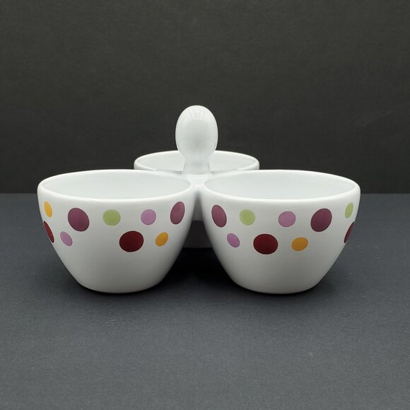 Pampered Chef Simple Additions Dots 3 Section Server Polka Dot 3 Bowl Server - Picture 1 of 3